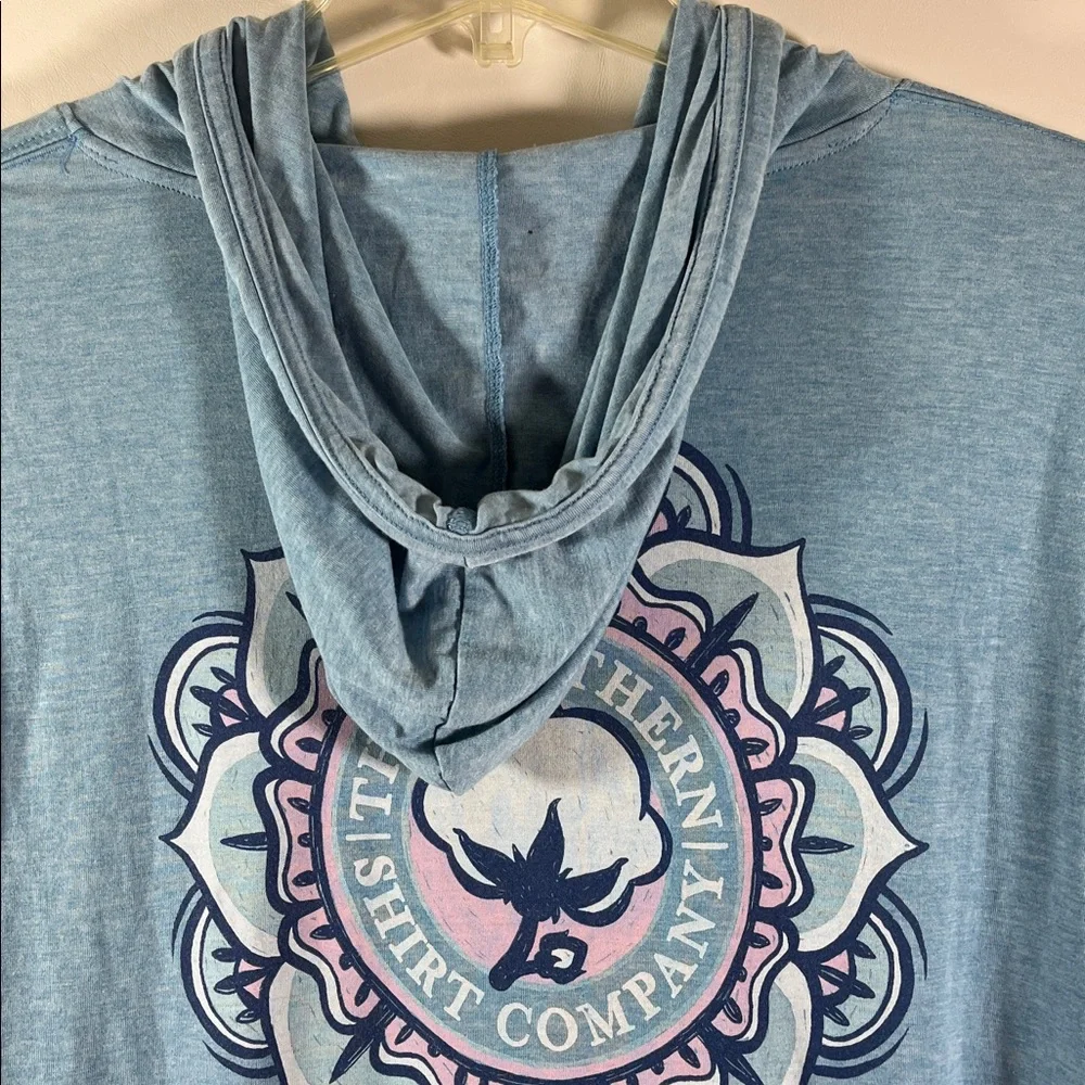Southern Shirt Hoodie Men Light Blue Long Sleeve Draw String Graphic Size L - Picture 7 of 8